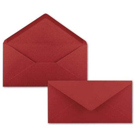 Lot de 25 enveloppes à lettre - Rouge foncé - DIN long - 110 x 220 mm (11 x 22 cm) - Fermeture humide sans fenêtre - Idéal pour