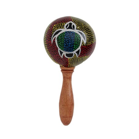 Maracas R1 en bois pour enfant Dessin tortue