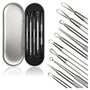 com-four® Kit Extracteur de Points Noirs – Ensemble de 5 Outils en Acier Inoxydable pour Le Nettoyage du Visage