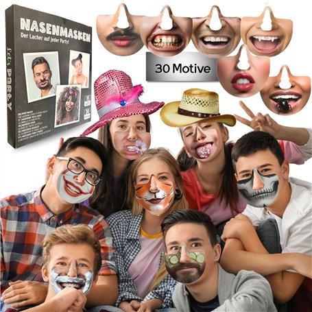 Bada Bing 30 motifs de masques de nez amusants pour boîte photo