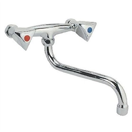 Sanixa GO7002 Robinet mural pivotant pour cuisine Robinet mélangeur à deux poignées Robinet chaud froid