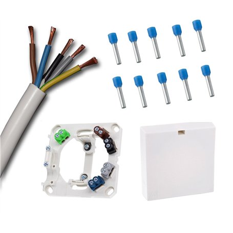 Boîte de raccordement avec câble de raccordement de 2 m blanc H05VV-F 5G2