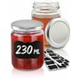 Praknu 25 Pots à Confiture de 230ml - Avec Étiquettes et Marqueur - Hermétique - Lavable au Lave-vaisselle - Idéal comme Cadeau