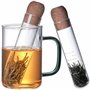 Lot de 4 infuseurs à thé pour thé en vrac en verre microperforé avec bouchon en liège