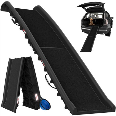 CADOCA® Rampe Pliable pour Chiens avec Réflecteurs Escalier pour Chien Capacité de Charge 90kg Robuste Rampe de Coffre Voiture