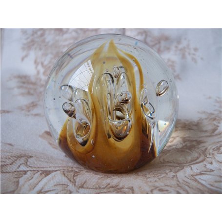 secretgarden-deco Presse Papier Orange Grandes Bulles Transparentes en Verre soufflé Style Murano