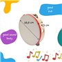 Tambourin à main en bois - Instrument de musique pour enfants - Diamètre : 20 cm - En bois avec 5 grelots - 3833