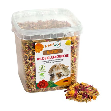 petifool Wilde Blumenwiese - Complément Alimentaire - Aliment Naturel et sain pour Lapins - 600 g