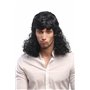WIG ME UP - 60893-P103 Perruque Femmes Hommes Carnaval bouclés Noir mulet Prolo Plouc Chanteur Star