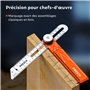 Presch Fausse Équerre incl. règle supplémentaire - 190mm & 270mm - Transfert d'angle précis - Règle avec fonction de trusquin fr