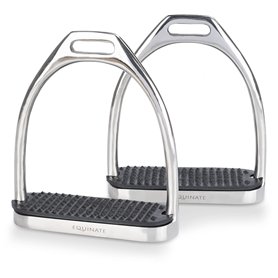 Equinate Luna Lot de 2 étriers en acier inoxydable 10 cm avec surface antidérapante en caoutchouc pour adultes et enfants Equinate Luna Lot de 2 étriers en acier inoxydable 10 cm avec surface antidérapante en caoutchouc pour adultes et enfants