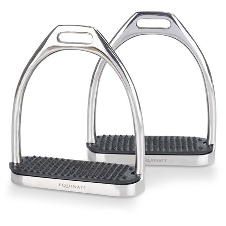 Equinate Luna Lot de 2 étriers en acier inoxydable 10 cm avec surface antidérapante en caoutchouc pour adultes et enfants