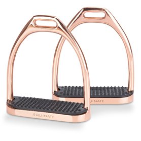 Equinate Luna Lot de 2 étriers 10 cm en or rose – Avec surface antidérapante en caoutchouc – Pour adultes et enfants Equinate Luna Lot de 2 étriers 10 cm en or rose – Avec surface antidérapante en caoutchouc – Pour adultes et enfants