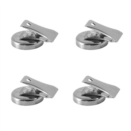 Magnetastico | 4 Aimant Extra Forte Pinces en métal | 2 kg force d'adhérence (vertical) & chromé | Super aimants en ferrite Clip