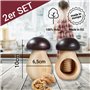 Smart Planet Lot de 2 Casse-Noix en Forme de Champignon - Cracker à Noix Rustique en Bois de hêtre Massif avec Filetage à vis - 