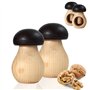 Smart Planet Lot de 2 Casse-Noix en Forme de Champignon - Cracker à Noix Rustique en Bois de hêtre Massif avec Filetage à vis - 