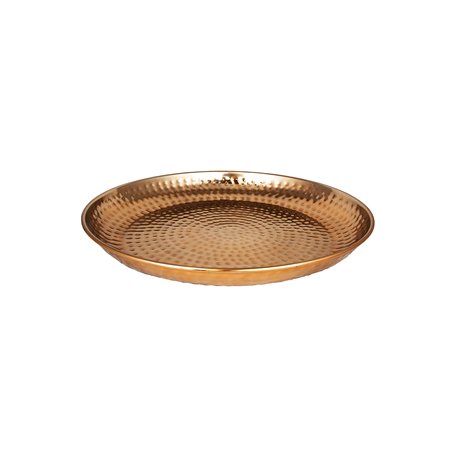 Plateau de Service Marocain en Métal cuivre Mia 40cm Rond | Petit Plateau décoratif de Table de Thé Design Oriental | Plat pour