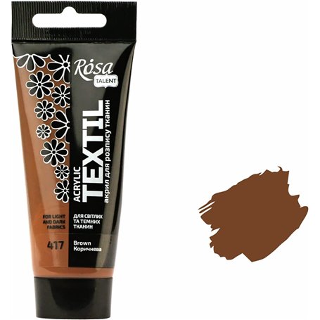 Krevo Art Peinture pour tissu - Marron - Acrylique à base d'eau - Résistant au lavage - Tube de 60 ml - Teinture textile lavable