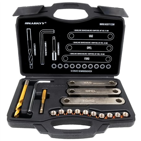 HASKYY Kit de réparation de Filetage de Frein 16 pièces Filetage de Boulon de Guidage M9 x 1