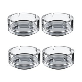 Clearfee Lot de 4 mini cendriers en verre | Cendrier en verre | Passe au lave-vaisselle | Empilables | Transparent