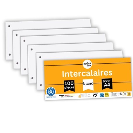 perfect line 100 Intercalaires classeur A4
