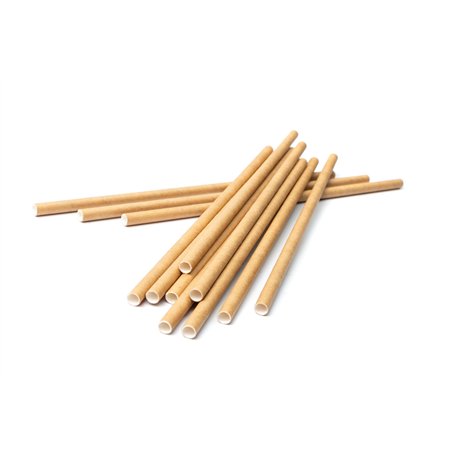 Inoverse Lot de 100 pailles jetables en papier kraft - Diamètre : 8 mm x 24 cm - 100 % laine biodégradable - Pour cocktails