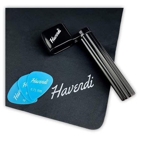 HAVENDI® Premium Manivelle pour guitare avec 3 plectres et un chiffon de nettoyage - Pour un changement de cordes plus rapide -
