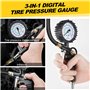 VSSHE Numérique Manomètre Pression Pneu 220 PSI Haute Précis Multifonctionnel Jauge de Pression des Pneus Numérique avec 24 Acce