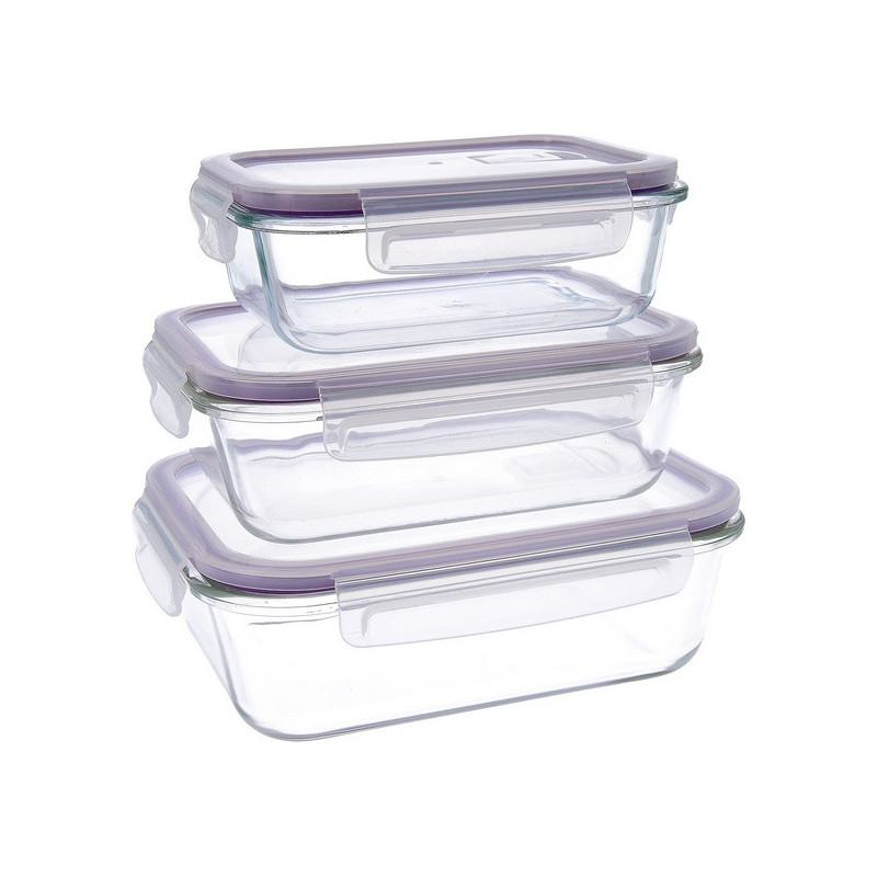 Ensemble de Boîtes à Lunch Quid Frost (3 pcs) Verre Transparent 3 Pièces
