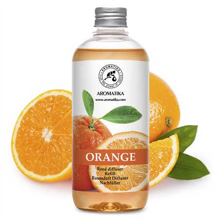 Recharge de Diffuseur Orange 500ml - Diffuseur de Parfum d'Ambiance à l'Huile Essentielle d'Orange Naturelle - Idéal pour Aromat
