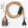 Kit de lampe à suspension en corde de chanvre Vintage avec prise interrupteur DIY Tête unique suspendue Câble de lumière Corde E