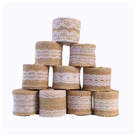 10 rouleaux rouleau de ruban de toile de jute de dentelle Blanche naturel