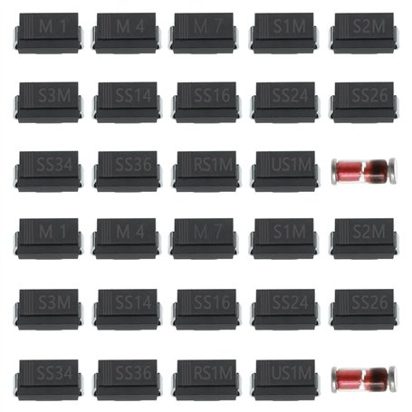 Set de 300pcs Diodes SMD Assorties Redresseur Récupération Rapide Commutation Schottky Diode 15 Valeurs M1 M4 M7 S1M S2M S3M SS1