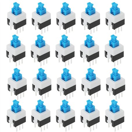 OTOTEC Lot de 20 Interrupteurs à Bouton-poussoir Tactiles 7x7 Mm Autobloquants Micro-interrupteurs à 6 Broches DPDT Mini-interru