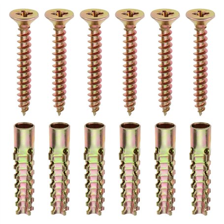 OTOTEC 50pcs Ancrage Mural en Acier avec Vis 6x32mm Fixations pour Cloisons Sèches Ancrage 5x40mm Vis pour Mur en Béton Mur Creu