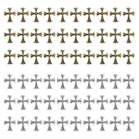 EMSea 60pcs Croix Nail Art Charms en Métal 3D Punk Ornements d'ongles pour Manucure Nail Art Artisanat DIY Accessoires Décoratio