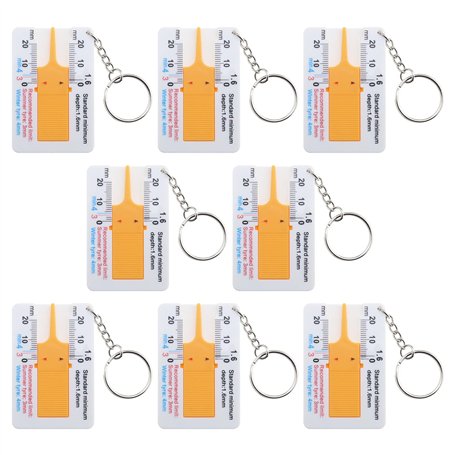 YINETTECH Lot de 8 jauge de profondeur de pneu de 0 à 20 mm - Portable - Avec porte-clés - Pour voiture
