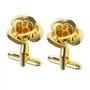 eMagTech 1 paire de boutons de manchette en forme de fleur de rose doré - Boutons de manchette classiques délicats pour homme -