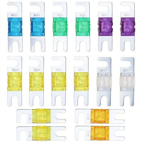 eMagTech Lot de 16 mini fusibles électroniques ANL 20 A 30 A 40 A 60 A 80 A 100 A 120 A 150 A DC 32 V pour système d'énergie mar