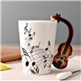 Qarmijaer 240Ml Tasse en Céramique Musique Tasse en Céramique Musique Tasse en Céramique Mignon Café Thé Lait Stave Tasses et Ta