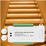 Hopbucan 16 Canaux LED Escalier Lumière Escalier Contrôleur 2 PIR pour Intérieur Flexible LED COB Bande Lumineuse Sans Télécomma