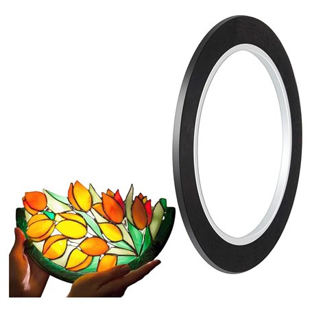 Doxiuyo Lignes de Plomb en PET Noir pour Vitraux Bandes de Plomb pour Vitraux 3 mm 216 Pieds pour Surfaces de Peinture sur Verre