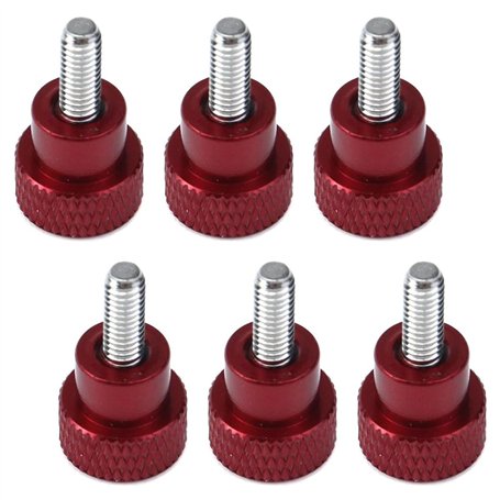 Doxiuyo 6 Pièces X 10 mm Filetage Tête Haute Moletée Vis à Oreilles Boutons en Alliage D'Aluminium Rouge Épaulement Moleté Point
