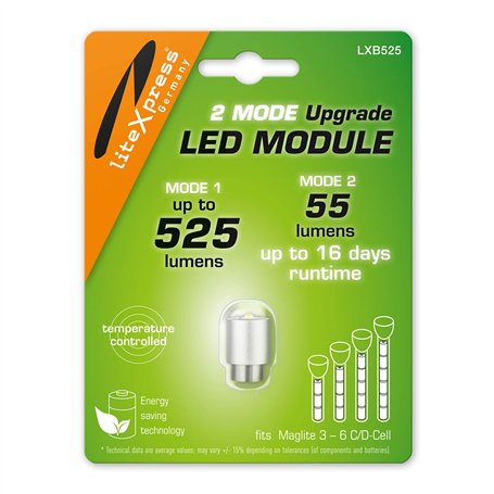 Litexpress LXB525 2 modes d'éclairage réglables Module LED 525 ou 55 lumens pour lampes de poche Maglite 3-6 C/D