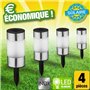 Outiror - Bornes à Énergie Solaire - Lot de 4 - Autonomie 6 heures - LED Blanches - Design Inox Moderne - Facile à Installer