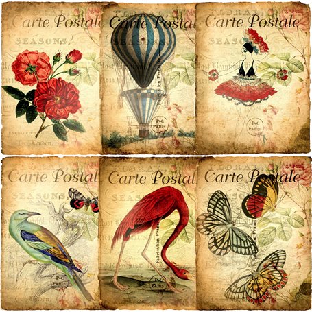 Carte Postale Lot de 6 feuilles de papier de riz 20