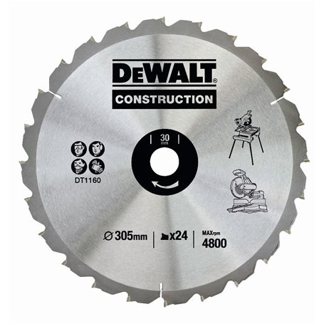 DeWalt DT1160QZ 305 x 30mm x 24 dents Lame de scie circulaire Construction (Import Grande Bretagne)