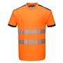Portwest T181 PW3 T-shirt de Sécurité à Manches Courtes Haute Visibilité Orange/Marine