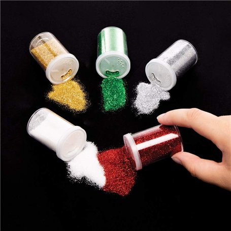 Baker Ross Distributeurs à Paillettes de Noël (Paquet de 5) - Loisirs créatifs festifs pour Enfants