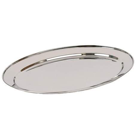 Argon Tableware 1x 60cm x 41cm Plateau de Service Ovale en Acier Inoxydable - Grand Fête Dîner Collation Buffet Nourriture Sandw